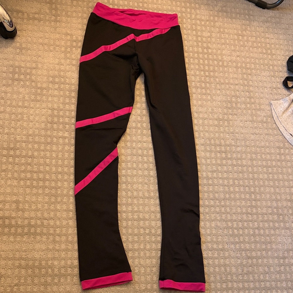 Ice Skating Leggings with Pink Trim